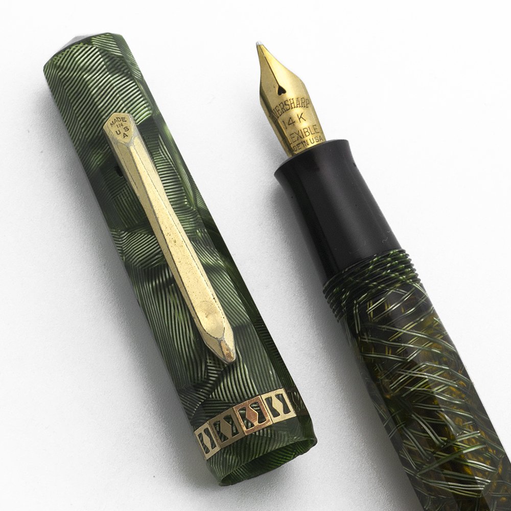 Wahl Doric Fountain Pen - Green Shell, Vac-Fil, Flexible Medium